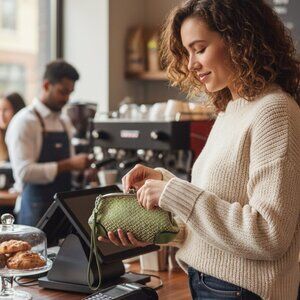 Talbots Green Logo Kiss-Lock Wristlet | Classic Mini Bag Quiet Luxury